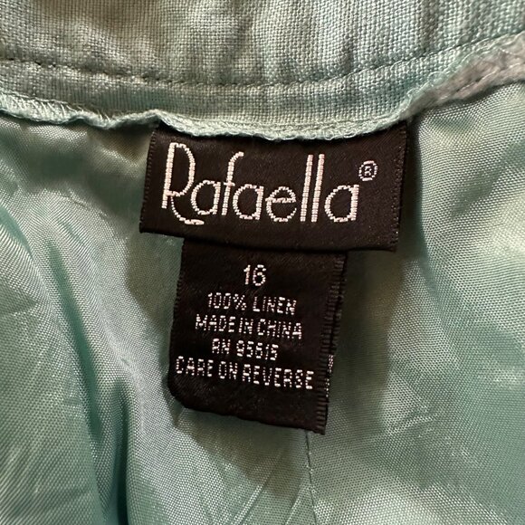 Rafaella Linen Pants Aqua Size 16 Lined Casual Trousers High Waist Taper - Picture 6 of 6